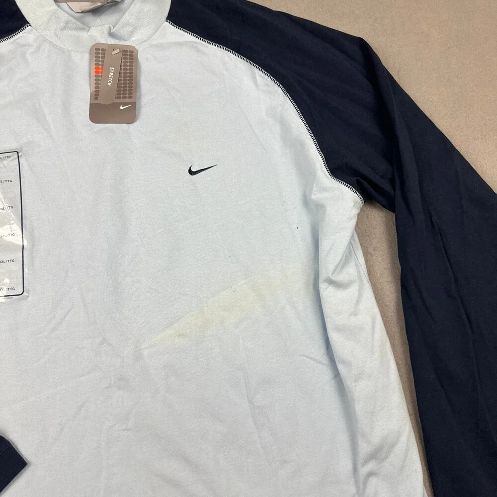 Vintage Nike Shirt Men 2XL Bllue Solid Swoosh Crew Pullover Deadstock Y2K 2005